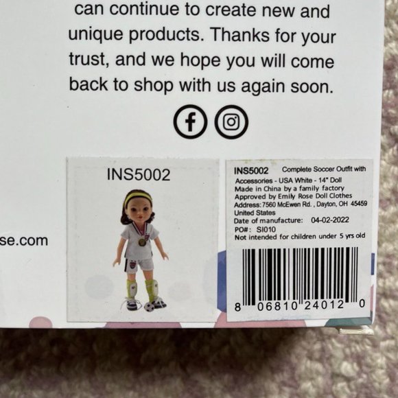 NEW Emily Rose 14 Inch Doll Clothes Soccer Sports Uniform - Picture 6 of 6